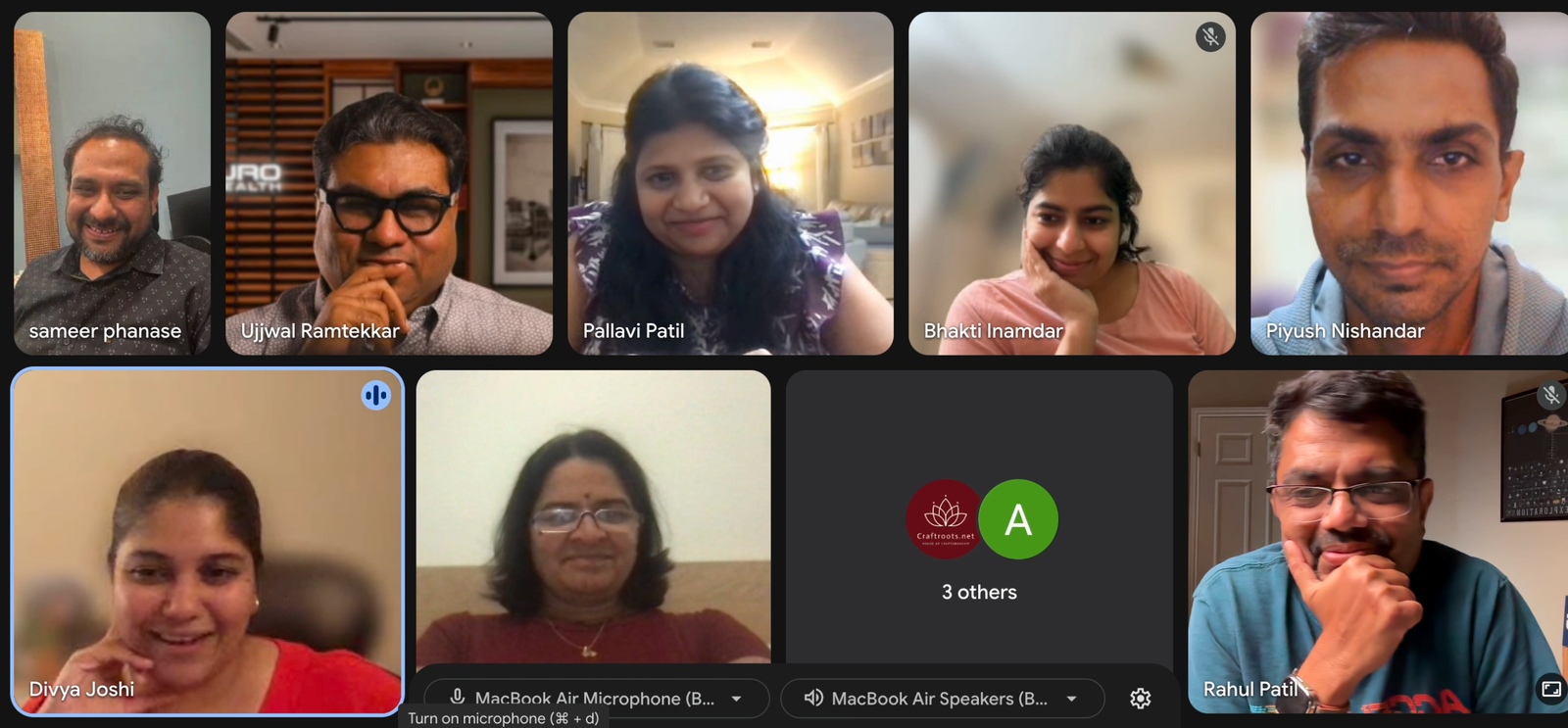 A real American Bhau Club weekly video call with members